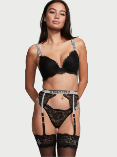 Portaligas Encaje Negro Strasses Very Sexy Limited Edition M/L Victoria's Secret - comprar online