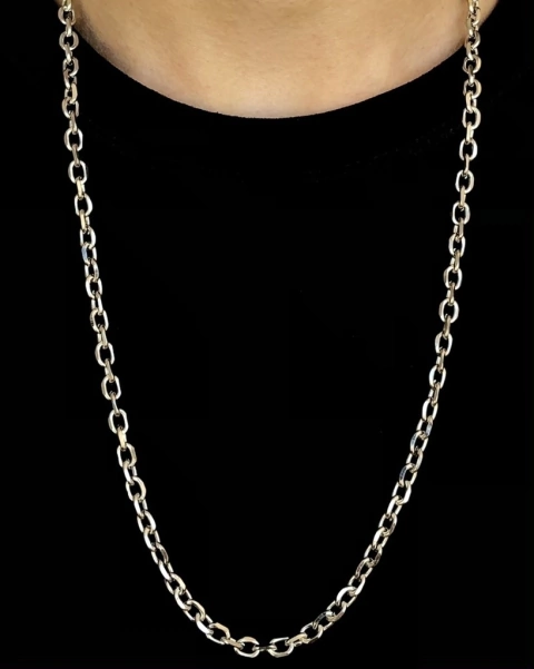 Corrente Elo Cadeado - Prata (6mm) - 33g - 70cm