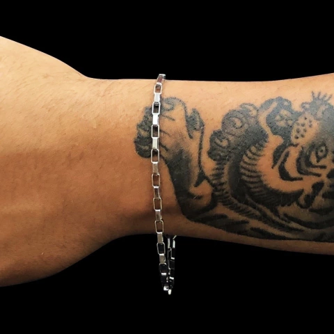 Pulseira Elo Tijolinho - Prata (3mm) - 4g - 20cm