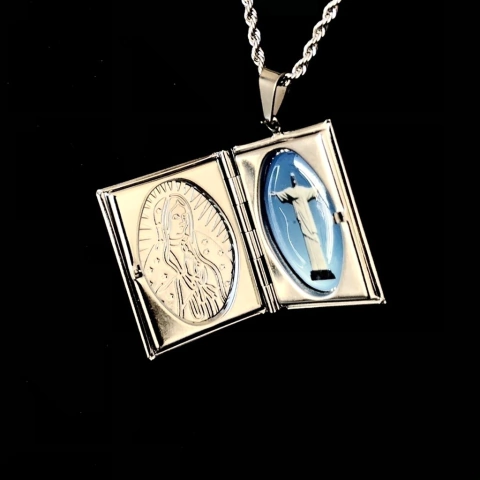 Pingente Maria / Cristo Redentor 3,5x2,5cm - Prata