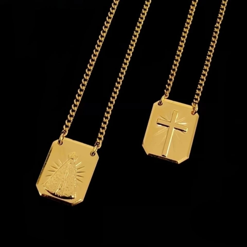 Escapulário Grumet Nossa Sra. - 65cm - Ouro