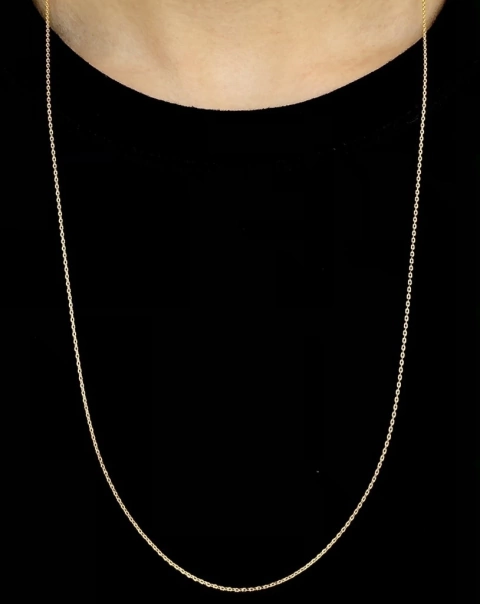 Corrente Elo Cadeado - Fecho Gaveta (1mm) - 2,5g - 70cm - Ouro