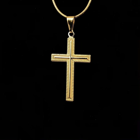 Pingente Cruz Detalhada 2,5x1,5cm - Banhado A Ouro 18k