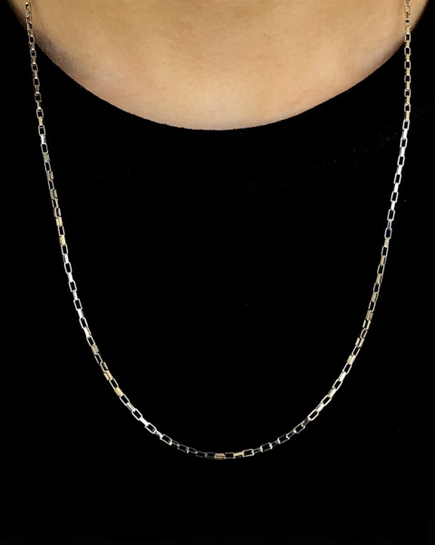 Corrente Elo Tijolinho - Prata (1mm) - 5g - 60cm