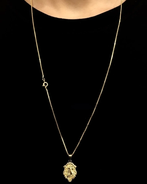 Corrente Veneziana (1mm) - 4g - 70cm + Pingente São Jorge Especial 2x1,5mm - Banhado a ouro 18k