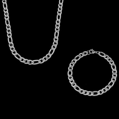 Corrente + Pulseira 3 por 1 (5mm) - Prata