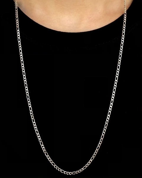 Corrente 3 por 1 - Prata (2mm) - 8g - 70cm