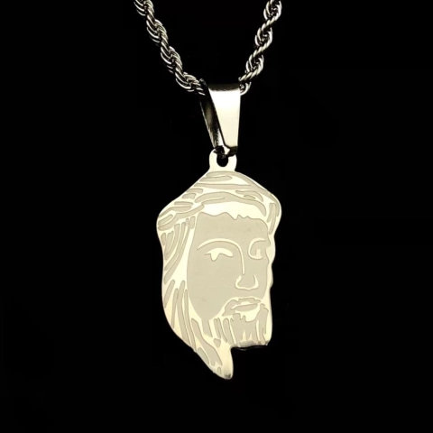 Pingente Face De Cristo 3x1,8cm - Prata