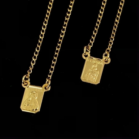 Escapulário Grumet Nossa Sra. Do Carmo - 70cm - Ouro