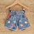 short de jean con estampa de flores