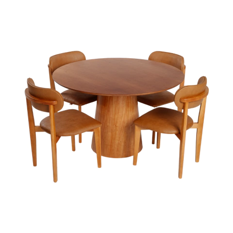 Conjunto Mesa Duna Cinamomo 04 Cadeiras Iris Conhaque - comprar online