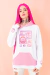 Imagem do Moletom Canguru 90's catches detalhe manga BRANCO E ROSA - Unissex