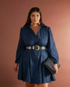 VESTIDO CHEMISE EMANUELE - AZUL - D' VINA PLUS SIZE