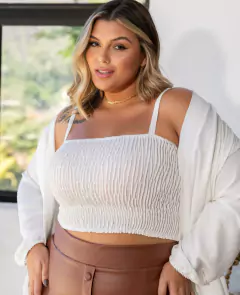 KIMONO + CROPPED LASTEX TEREZA - BEGE na internet