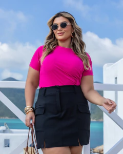 BLUSA CANELADA RECORTES JASMIM - PINK