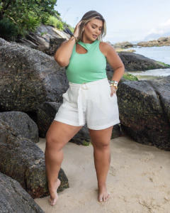 REGATA CANELADA RECORTE KARLA - VERDE - loja online