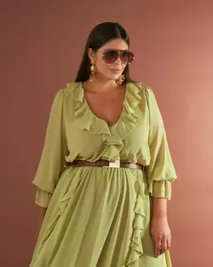 Imagem do VESTIDO MIDI BABADO MIKAELA - VERDE