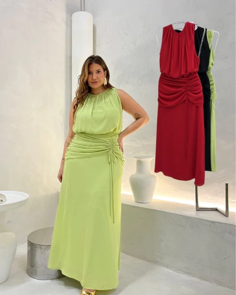 VESTIDO LONGO CREPE - VERDE