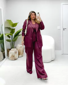 CONJUNTO (CROPPED + CALÇA) ALFAIATARIA - EDUARDA - ROXO - comprar online