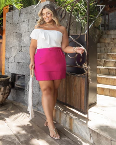 BLUSA NULA MANGA BABADO SUELLI - BRANCO - D' VINA PLUS SIZE