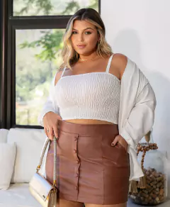 KIMONO + CROPPED LASTEX TEREZA - BEGE - D' VINA PLUS SIZE