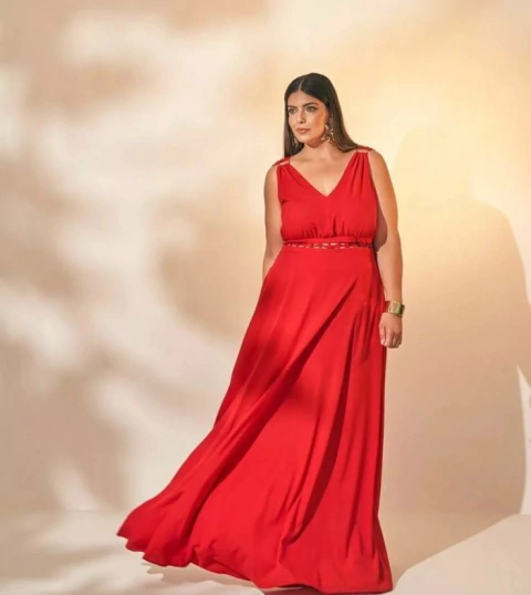 VESTIDO LONGO BELLA - VERMELHO - PRÉ VENDA DIA 26/11