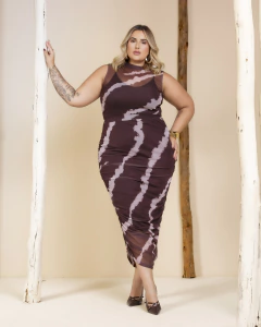 SAIA MIDI ESTAMPADA - MARROM - D' VINA PLUS SIZE