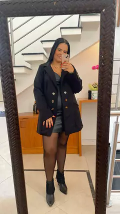 SOBRETUDO LÃ BATIDA KEILA- PRETO - D' VINA PLUS SIZE