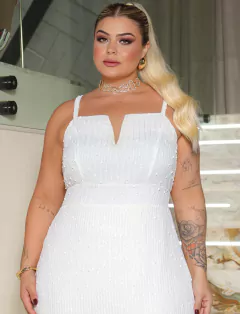 VESTIDO LONGO PAETE PARIS - BRANCO - comprar online