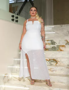 VESTIDO LONGO PAETE PARIS - BRANCO