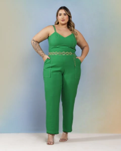 CONJUNTO SARJADO (CROPPED + CALÇA) CRISTINA - VERDE - comprar online