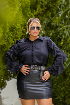 CAMISA BABADO PRISCILA - PRETO - comprar online