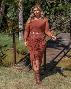 VESTIDO MIDI TULE JOANA - MARROM - comprar online
