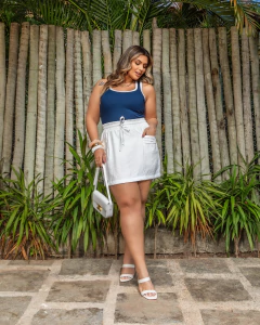 REGATA CANELADA RAVENA - AZUL - D' VINA PLUS SIZE