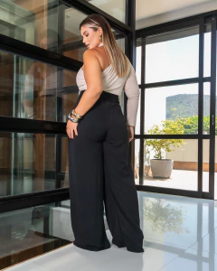 CALÇA PANTALONA AIR FLOW BRUNA - PRETO - D' VINA PLUS SIZE