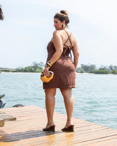 Imagem do VESTIDO PRESPONTADO LILIAN - MARROM