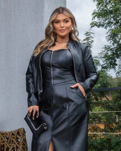 JAQUETA CORINO MARILIA - PRETO - D' VINA PLUS SIZE