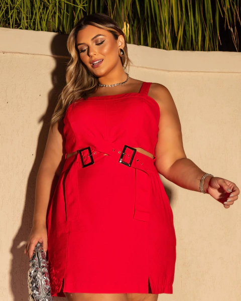 VESTIDO FIVELAS MÉXICO - VERMELHO