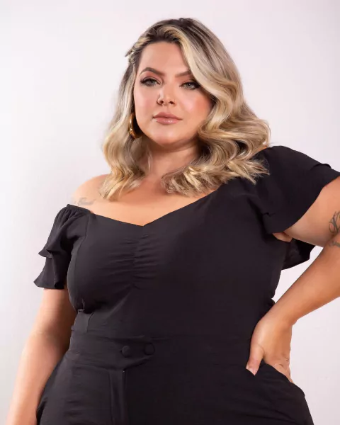 CROPPED CIGANINHA AIR FLOW CAROLINE - PRETO