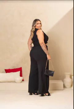CONJUNTO ( COLETE + CALÇA) RAISSA - PRETO - D' VINA PLUS SIZE