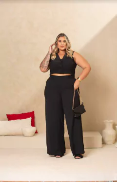 CONJUNTO ( COLETE + CALÇA) RAISSA - PRETO