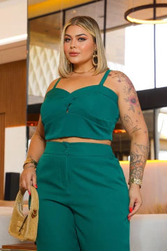 CONJUNTO SARJADO (CROPPED + CALÇA) MOREIRA - VERDE - comprar online