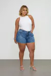 SHORTS JEANS PEROLA - AZUL