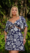 VESTIDO ESTAMPADO FRANCINE - AZUL - comprar online