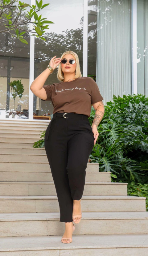 CALÇA ALFAIATARIA CINTO SMILE - PRETO - comprar online