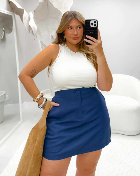 REGATA BORDADA CANELADA - BRANCO - comprar online