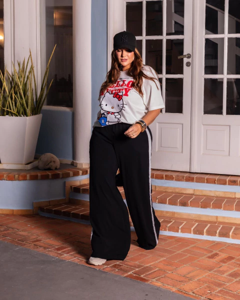 CALÇA SARJADO FAIXA SARA - PRETO - comprar online