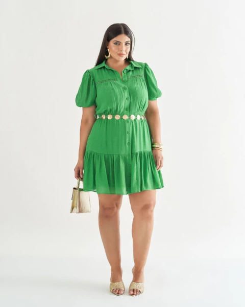 VESTIDO CURTO BOTÕES KAYLA - VERDE