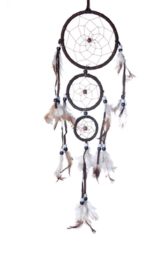 Imagen de Atrapasueños Llamador Plumas Artesanal Hindu