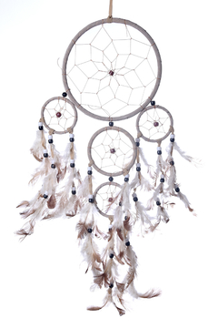 Imagen de Atrapasueños Plumas Llamador Artesanal Grande